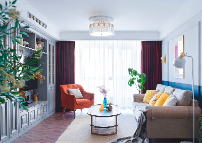 90㎡混搭美式二人居，大膽用色的設計